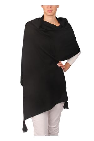 Stola in lana merino con nappe Art Tricot | 201602NERO